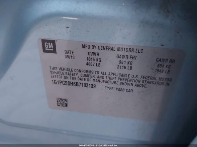 2011 CHEVROLET CRUZE 1G1PC5SH6B7103139 Photo 8