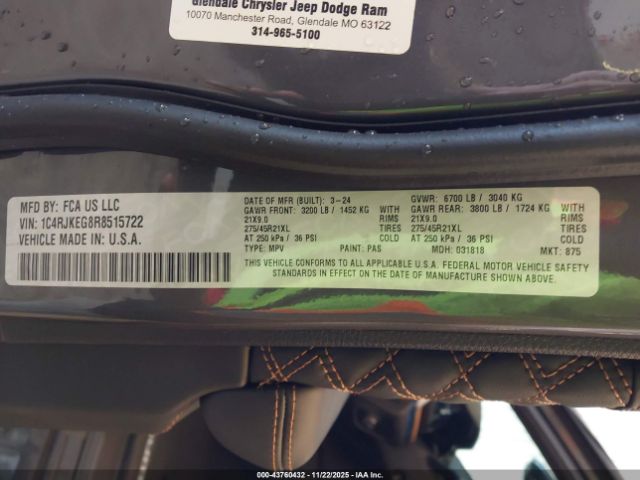 2024 JEEP GRAND CHEROKEE L 1C4RJKEG8R8515722 Photo 8