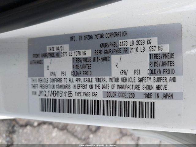 2021 MAZDA MAZDA6 JM1GL1VM6M1614185 Photo 8