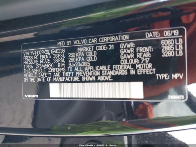 2020 VOLVO XC90 YV4102PK9L1540336 Photo 8