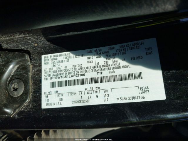 2020 FORD F-150 1FTEW1C51LKF02106 Photo 8