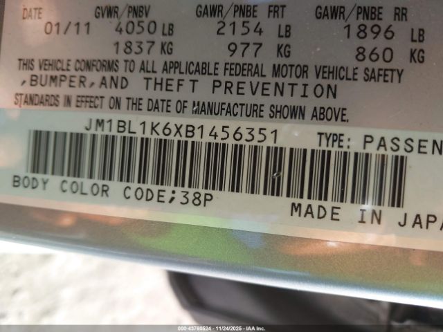 2011 MAZDA MAZDA3 JM1BL1K6XB1456351 Photo 8