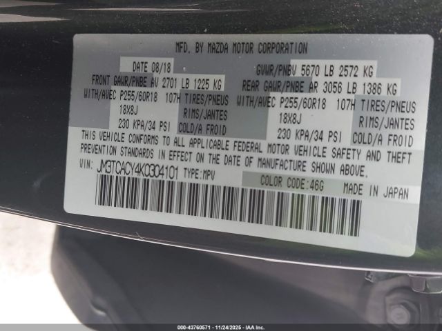 2019 MAZDA CX-9 JM3TCACY4K0304101 Photo 8