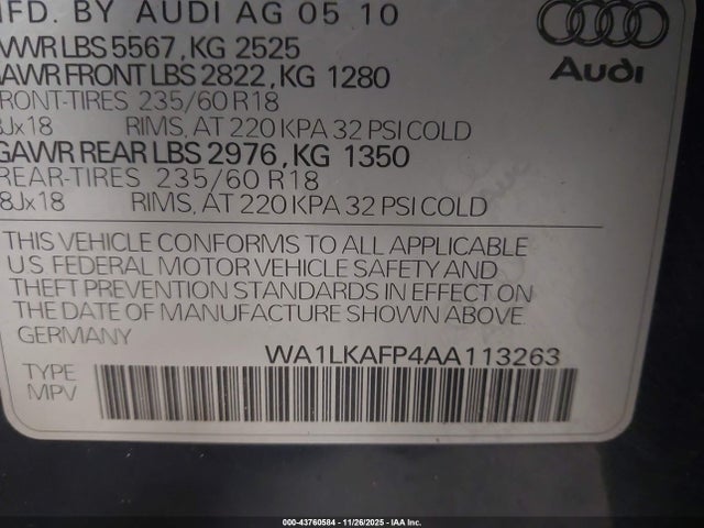 2010 AUDI Q5 WA1LKAFP4AA113263 Photo 8