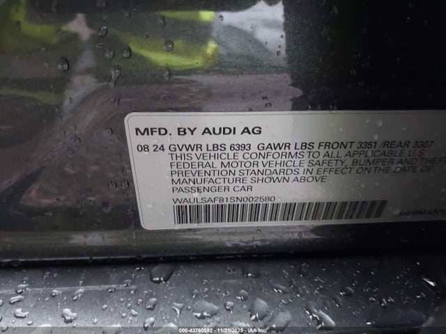 2025 AUDI S8 WAULSAF81SN002580 Photo 8