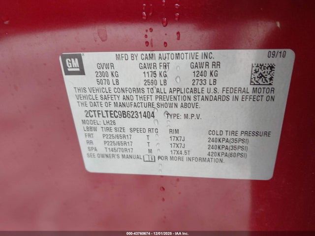 2011 Gmc Terrain Sle-2 მანქანა იყიდება აუქციონზე, vin: 2CTFLTEC9B6231404, აუქციონის ნომერი: 43760674