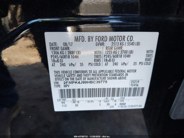2017 FORD EDGE 2FMPK4J99HBC39775 Photo 8