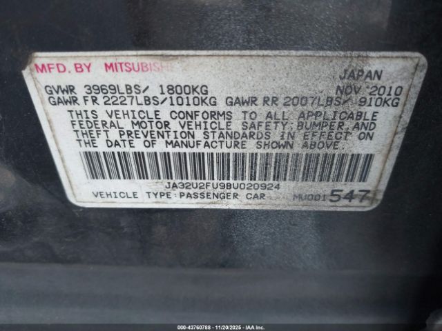 2011 MITSUBISHI LANCER JA32U2FU9BU020924 Photo 8