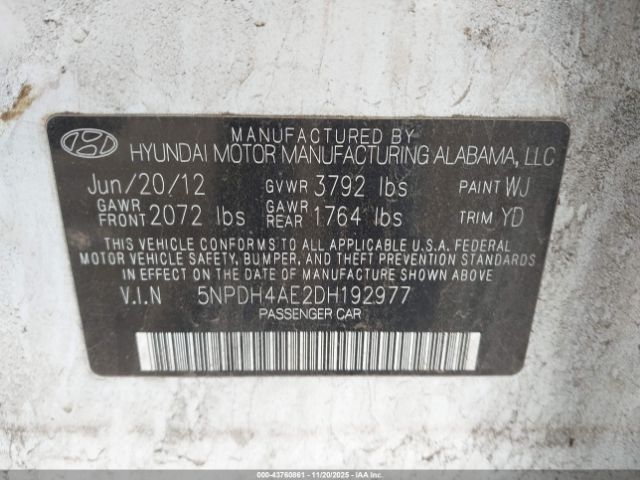2013 HYUNDAI ELANTRA 5NPDH4AE2DH192977 Photo 8