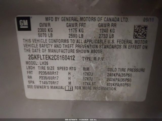 2012 GMC TERRAIN 2GKFLTEK2C6160412 Photo 8