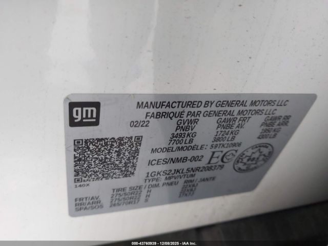 2022 GMC YUKON XL 1GKS2JKL5NR208379 Photo 8
