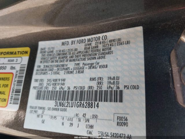 2016 LINCOLN MKZ HYBRID 3LN6L2LU1GR628814 Photo 8