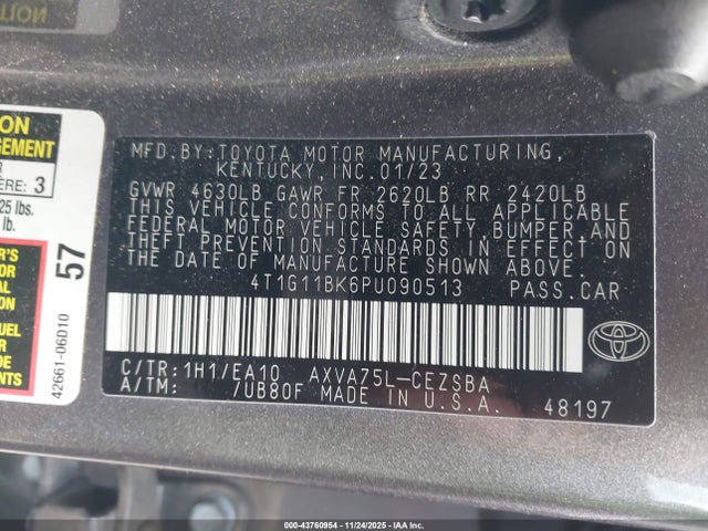 4T1G11BK6PU090513 Toyota Camry Se Awd
