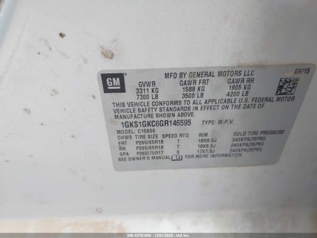 2016 GMC YUKON XL 1GKS1GKC6GR146595 Photo 8