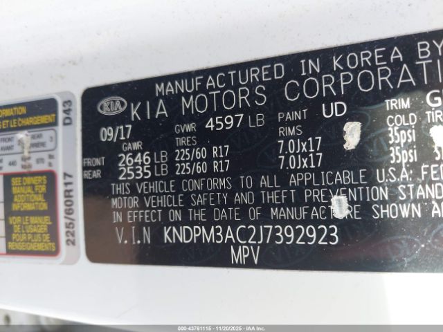 2018 KIA SPORTAGE KNDPM3AC2J7392923 Photo 8