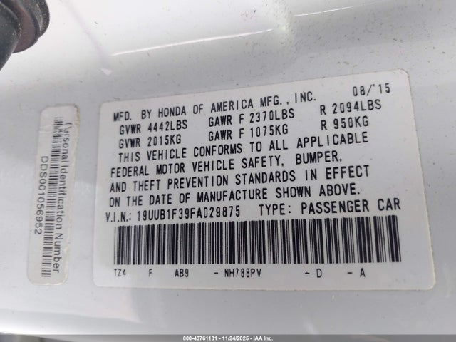 2015 ACURA TLX 19UUB1F39FA029875 Photo 8