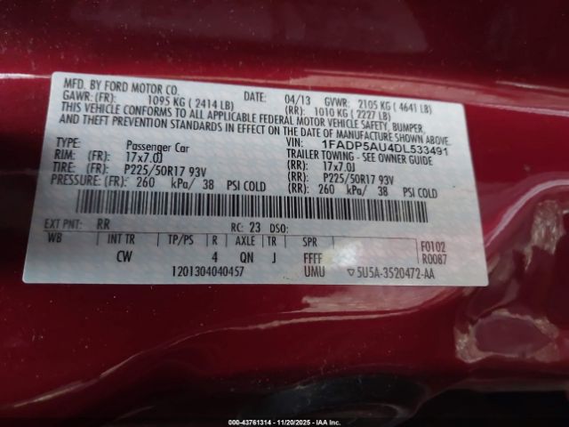 2013 FORD C-MAX HYBRID 1FADP5AU4DL533491 Photo 8