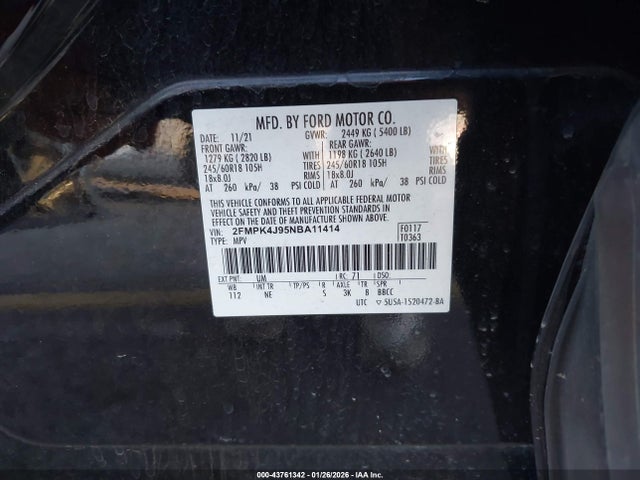 Ford EDGE SEL 2022 2FMPK4J95NBA11414 Image 9