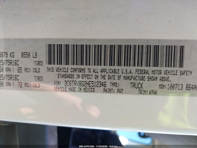 2017 RAM PROMASTER 1500 3C6TRVBG2HE512346 Photo 8