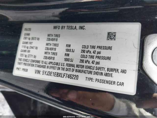 2020 TESLA MODEL 3 5YJ3E1EBXLF746220 Photo 8