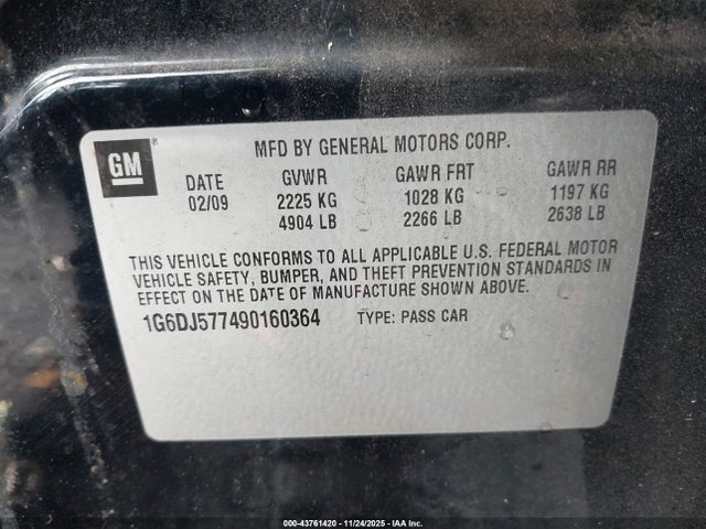 2009 CADILLAC CTS 1G6DJ577490160364 Photo 8