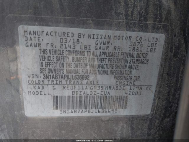 2018 NISSAN SENTRA 3N1AB7AP8JL636692 Photo 8