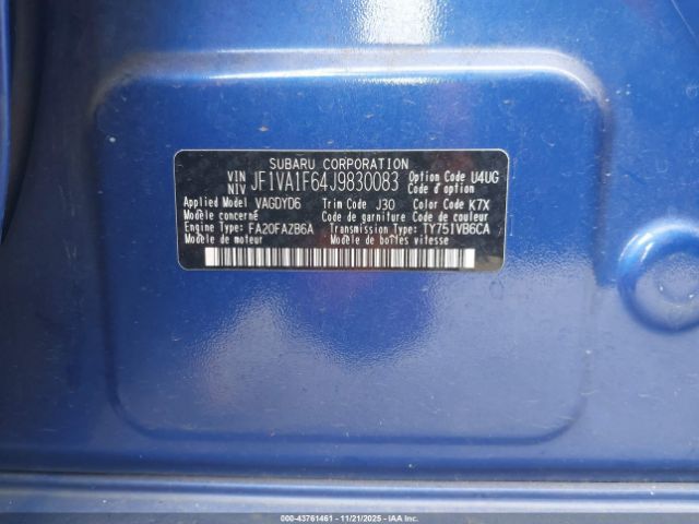 2018 SUBARU WRX JF1VA1F64J9830083 Photo 8