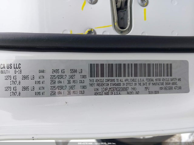 Продажа на аукционе авто 2019 Jeep Cherokee Latitude 4x4, vin: 1C4PJMCB7KD238987, номер лота: 43761466