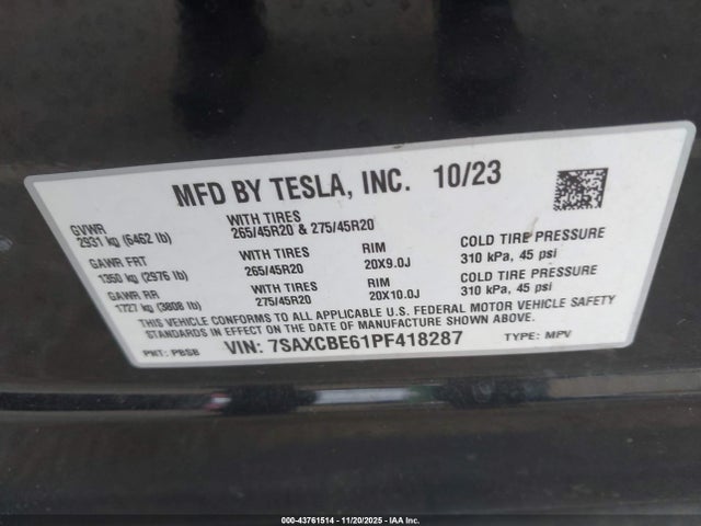 2023 TESLA MODEL X 7SAXCBE61PF418287 Photo 8