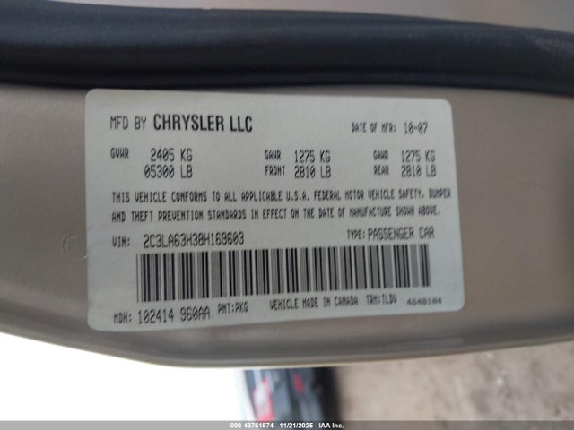 2008 Chrysler 300c Hemi მანქანა იყიდება აუქციონზე, vin: 2C3LA63H38H169603, აუქციონის ნომერი: 43761574