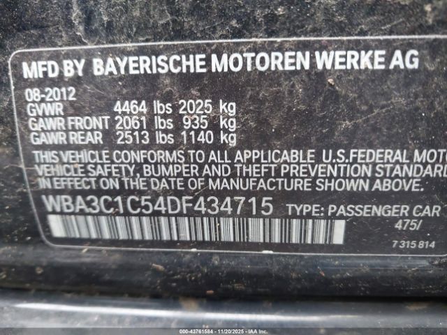 2013 BMW 328I WBA3C1C54DF434715 Photo 8