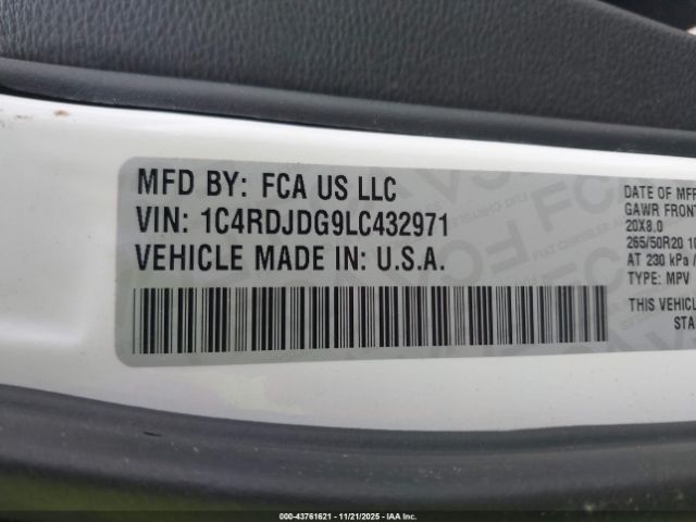 2020 DODGE DURANGO 1C4RDJDG9LC432971 Photo 8