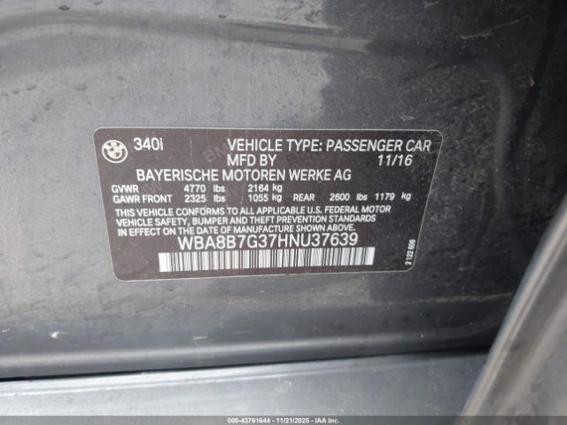 2017 BMW 340I WBA8B7G37HNU37639 Photo 8