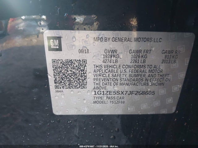 1G1ZE5SX7JF258605 Chevrolet Malibu Premier