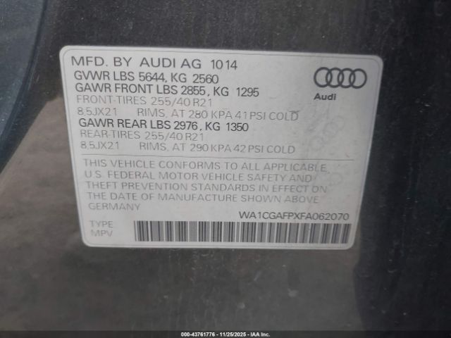 2015 AUDI SQ5 WA1CGAFPXFA062070 Photo 8