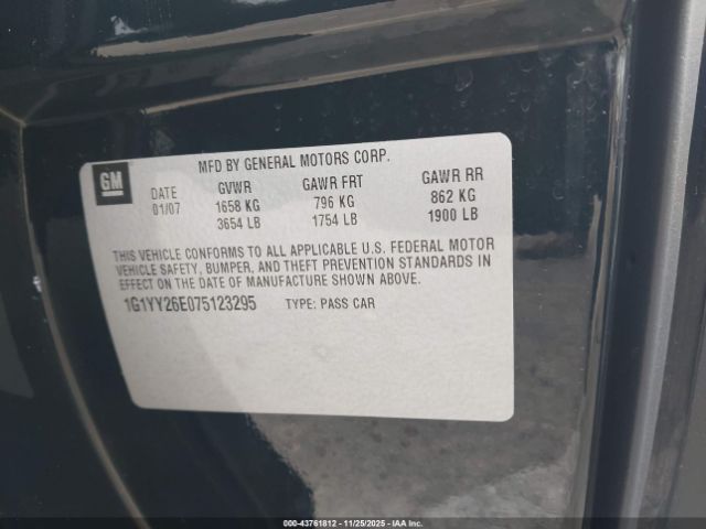 2007 CHEVROLET CORVETTE 1G1YY26E075123295 Photo 8