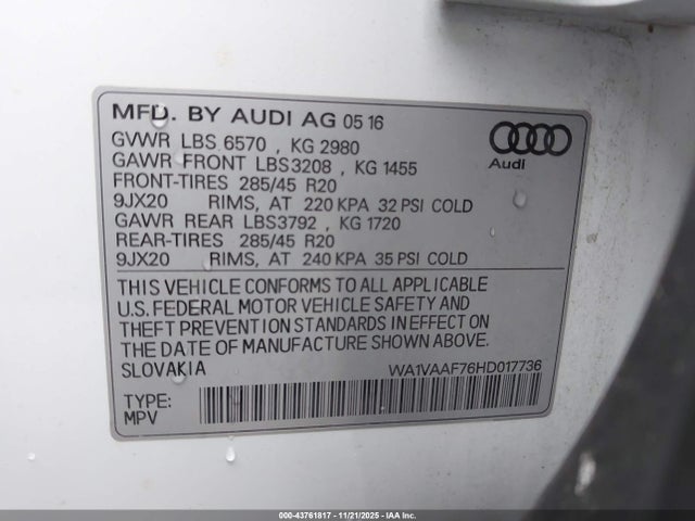 2017 AUDI Q7 WA1VAAF76HD017736 Photo 8