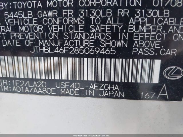 2008 LEXUS LS 460 JTHBL46F285069465 Photo 8