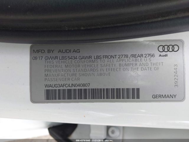 2018 AUDI A6 WAUG3AFC4JN040807 Photo 8