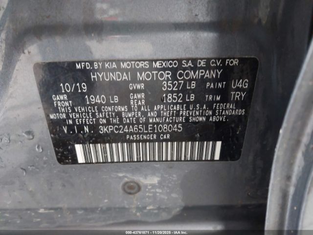 2020 HYUNDAI ACCENT 3KPC24A65LE108045 Photo 8