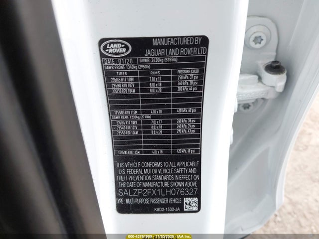 2020 LAND ROVER RANGE ROVER EVOQUE SALZP2FX1LH076327 Photo 8