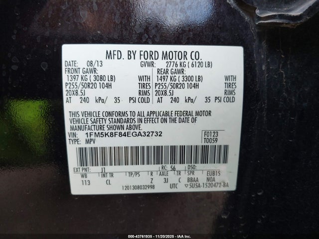 Ford Explorer 2014 1FM5K8F84EGA32732 Image 9