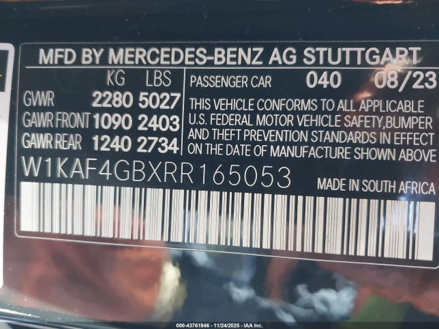 W1KAF4GBXRR165053 Mercedes-Benz C 300