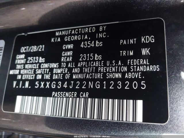 2022 KIA K5 5XXG34J22NG123205 Photo 8