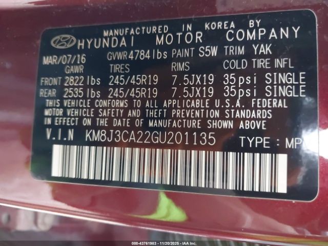 2016 HYUNDAI TUCSON KM8J3CA22GU201135 Photo 8