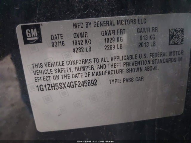 1G1ZH5SX4GF245892 Chevrolet Malibu Premier