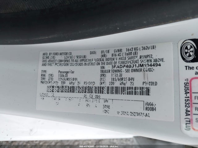 2018 FORD FIESTA 3FADP4BJ1JM104494 Photo 8
