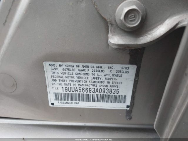 2003 ACURA TL 19UUA56693A093835 Photo 8