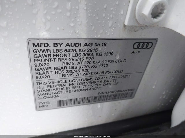 2019 AUDI Q7 WA1LHAF78KD043863 Photo 8