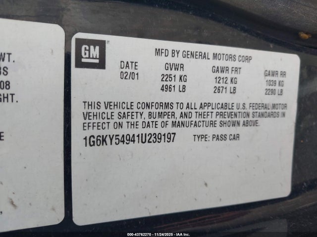 2001 CADILLAC SEVILLE 1G6KY54941U239197 Photo 8